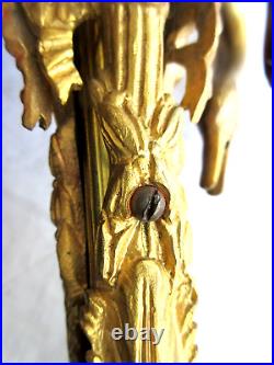 Pied de lampe Napoléon III en bronze doré, style Empire, 3 cygnes