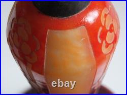 Pied de lampe art deco Charder / Le Verre Français. Fleurs stylisées