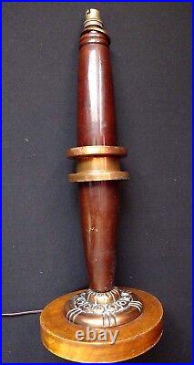 Pied de lampe art déco bois cuivre fleurs stylisées 1925 lamp design 52cm