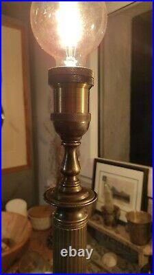 Pied de lampe colonne en bronze & laiton fin 19ème/ 20ème art déco + ampoule