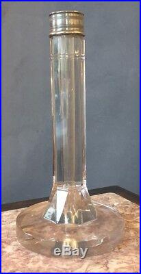 Pied de lampe cristal taillé moderniste 1930 cf Lalique, Daum