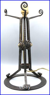 Pied de lampe fer forgé Art Déco Majorelle Dubois pour obus Muller Daum