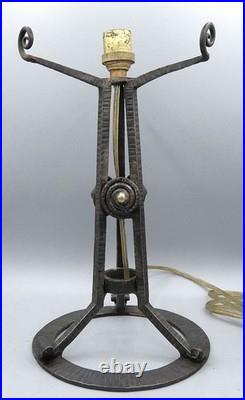Pied de lampe fer forgé Art Déco Majorelle Dubois pour obus Muller Daum