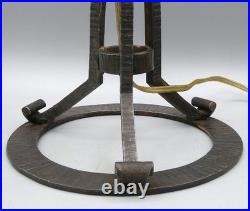 Pied de lampe fer forgé Art Déco Majorelle Dubois pour obus Muller Daum
