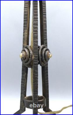 Pied de lampe fer forgé Art Déco Majorelle Dubois pour obus Muller Daum