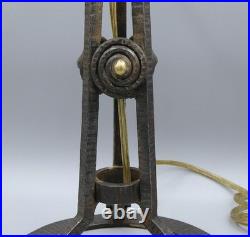 Pied de lampe fer forgé Art Déco Majorelle Dubois pour obus Muller Daum