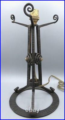 Pied de lampe fer forgé Art Déco Majorelle Dubois pour obus Muller Daum