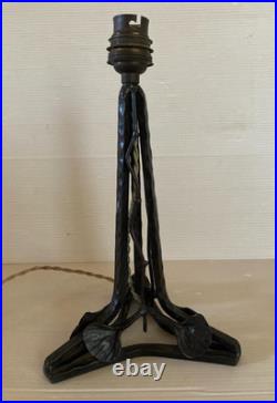 Pied de lampe fer forgé décor Gingko Biloba Art Nouveau Déco