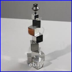 Pied de lampe moderniste modulable cubes acier chromé style Adnet Art Déco 1930s