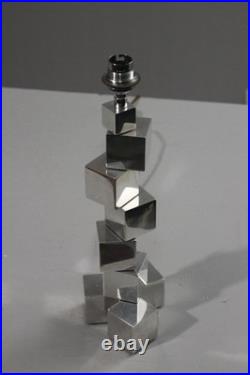 Pied de lampe moderniste modulable cubes acier chromé style Adnet Art Déco 1930s