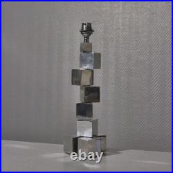Pied de lampe moderniste modulable cubes acier chromé style Adnet Art Déco 1930s