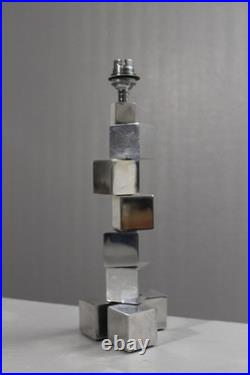 Pied de lampe moderniste modulable cubes acier chromé style Adnet Art Déco 1930s