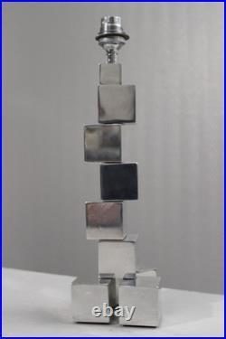 Pied de lampe moderniste modulable cubes acier chromé style Adnet Art Déco 1930s