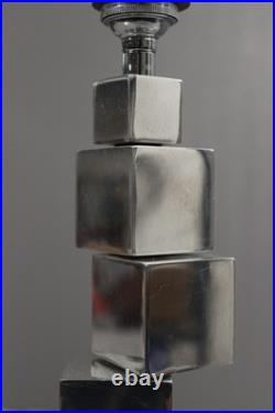Pied de lampe moderniste modulable cubes acier chromé style Adnet Art Déco 1930s