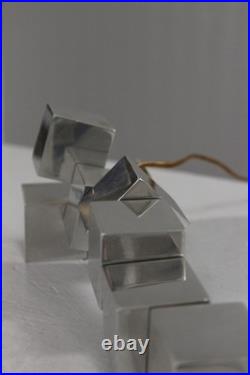 Pied de lampe moderniste modulable cubes acier chromé style Adnet Art Déco 1930s