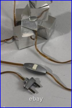 Pied de lampe moderniste modulable cubes acier chromé style Adnet Art Déco 1930s