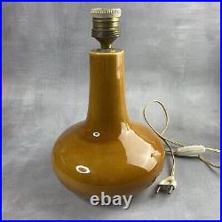 Pied de lampe vintage céramique ocre Haut. 20.5 cm