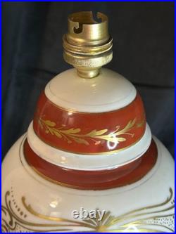Porcelaine Limoges Art Déco Grande lampe en porcelaine Décor floral 1930
