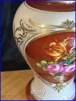 Porcelaine Limoges Art Déco Grande lampe en porcelaine Décor floral 1930