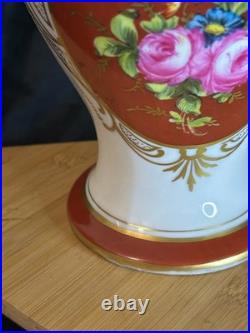 Porcelaine Limoges Art Déco Grande lampe en porcelaine Décor floral 1930