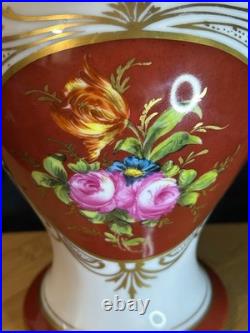 Porcelaine Limoges Art Déco Grande lampe en porcelaine Décor floral 1930