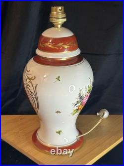 Porcelaine Limoges Art Déco Grande lampe en porcelaine Décor floral 1930