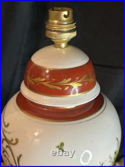 Porcelaine Limoges Art Déco Grande lampe en porcelaine Décor floral 1930