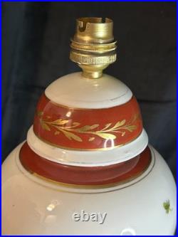 Porcelaine Limoges Art Déco Grande lampe en porcelaine Décor floral 1930