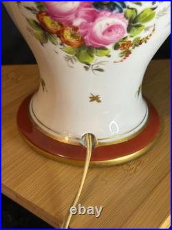 Porcelaine Limoges Art Déco Grande lampe en porcelaine Décor floral 1930