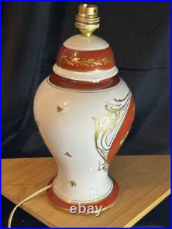 Porcelaine Limoges Art Déco Grande lampe en porcelaine Décor floral 1930