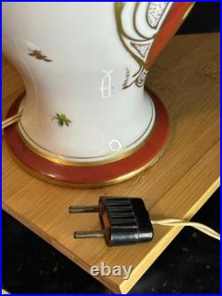 Porcelaine Limoges Art Déco Grande lampe en porcelaine Décor floral 1930