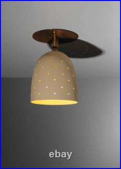 Projecteur moderne avec abat-jour en laiton patiné et peint, plafonnier H D