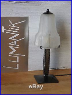 RARE 1 ancienne lampe fer forgé avec Tulipe MULLER Frères Lampe ART DECO