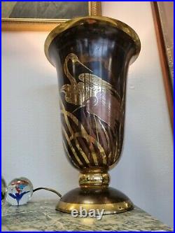 RARE Lampe Vasque Dinanderie Art Déco Vintage Année 30 Lucien GERFAUX 42.5 cm