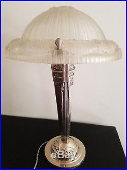 RARE lampe Art Deco verre de Georges Leleu signé Jehel French designer verrier