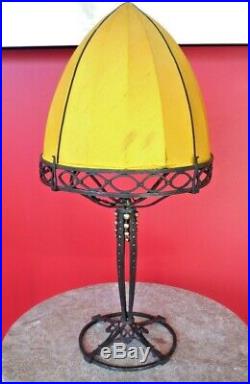 RAYMOND SUBES-Lampe art deco fer forgé martelé, brandt, kiss, katona, piguet