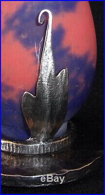 ROBJ Art Déco Lampe veilleuse brûle-parfum fer forgé et tulipe pâte de verre