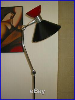 Rare Grand lampadaire lampe JUMO DIABOLO art déco vintage 1950 Hauteur réglable