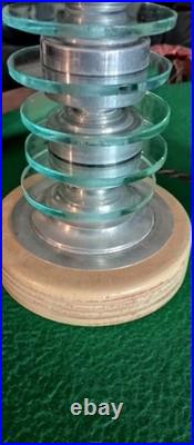 Rare Lampe Art Déco D'époque En Verre Et Aluminium