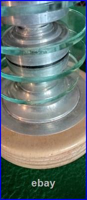 Rare Lampe Art Déco D'époque En Verre Et Aluminium