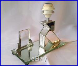 Rare Lampe Cadre Cocotte Art Déco En Miroir Et Aluminium Origami