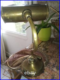 Rare Lampe De Piano Signée Cuivre Laiton Dans Son Jus Fonctionne À Nettoyer