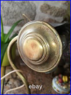 Rare Lampe De Piano Signée Cuivre Laiton Dans Son Jus Fonctionne À Nettoyer