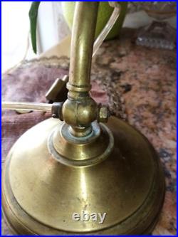 Rare Lampe De Piano Signée Cuivre Laiton Dans Son Jus Fonctionne À Nettoyer