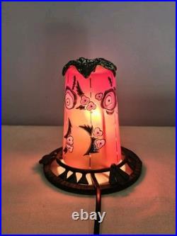 Rare Lampe Veilleuse André Delatte Nancy Pâte de Verre Émaillée Floral Fer Forgé