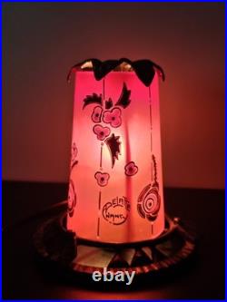 Rare Lampe Veilleuse André Delatte Nancy Pâte de Verre Émaillée Floral Fer Forgé