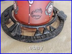 Rare Lampe Veilleuse André Delatte Nancy Pâte de Verre Émaillée Floral Fer Forgé