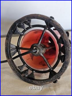 Rare Lampe Veilleuse André Delatte Nancy Pâte de Verre Émaillée Floral Fer Forgé