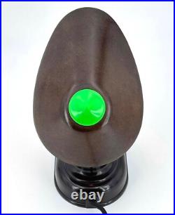 Rare et jolie lampe style art deco en bakelite marron et verte, années 1930s
