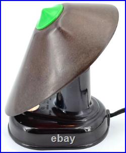 Rare et jolie lampe style art deco en bakelite marron et verte, années 1930s